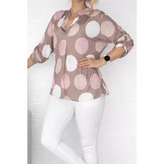   Pöttyös, ingfazonú ,gumis aljú felső! cappuccino-púderrózsaszín L-XXL