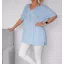 Hímzett,V nyakú,felsliccelt oldalú prémium felső ! kék XXL-3XL
