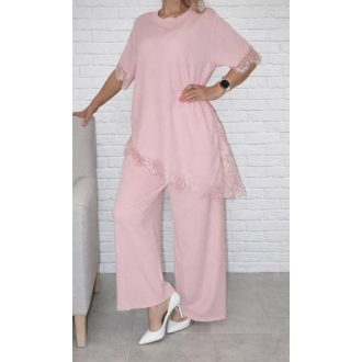 Csipkével díszített ,bőszárú szett ! rózsaszín L-XL