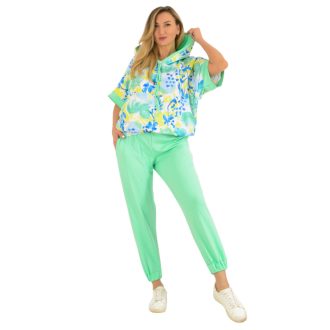   Mintás,kapucnis,zsebes,YESSTORY szabadidőruha ! menta L-XXL