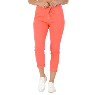 Zsebes ,gyűrt anyagú,gumisderekú nadrág ! korall M-XL