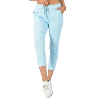   Zsebes ,gyűrt anyagú,gumisderekú nadrág ! világoskék M-XL