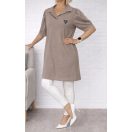 Puffos ujjú,emblémás,zsebes,galléros tunika ! cappuccino L-XL