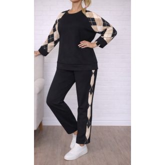 Rombusz mintás,zsebes szett! fekete M-XL