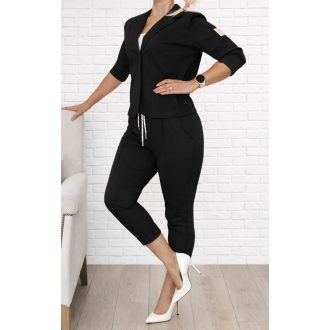 Gumis derekú,elöl tűzött,blézeres szett ! fekete M-L