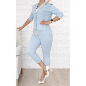 Gumis derekú,elöl tűzött,blézeres szett ! kék M-L