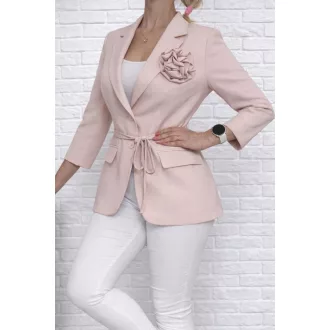   Virág díszes,gombos,derekán kötős zakó! rózsaszínL-XL