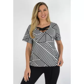   Mintás,mellnél keresztpántos,gumis aljú felső! fekete-fehér L-XXL