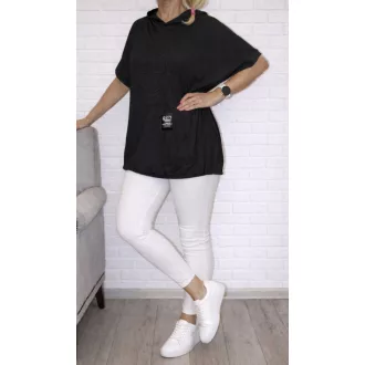   Nyomott mintás,kenguruzsebes,kapucnis,alja kötős felső ! fekete XXL