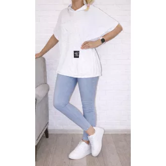   Nyomott mintás,kenguruzsebes,kapucnis,alja kötős felső ! fehér XXL