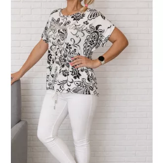   Mintás,ezüst feliratos,alja kötős felső ! fekete-fehér XL-XXL