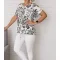 Mintás,ezüst feliratos,alja kötős felső ! fekete-fehér XL-XXL