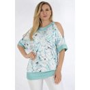 Virág mintás nyitott vállú ,nadrágos szett ! menta L-XXL