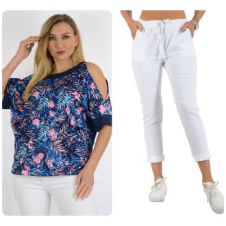 Levél mintás nyitott vállú ,nadrágos szett !  L-XXL