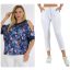 Levél mintás nyitott vállú ,nadrágos szett !  L-XXL