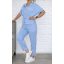 Derékban húzott,cipzáras,zsebes nadrágos szett ! babakék M-XL