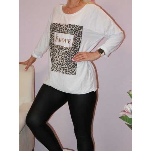 Leopárd mintás elejű felső!  fehér L-XL