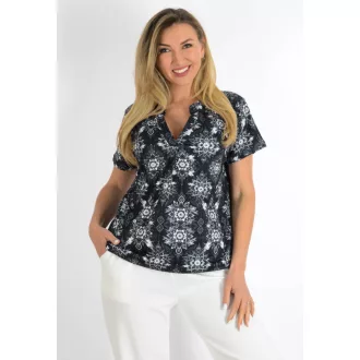   Mandala mintás, ingfazonú ,gumis aljú felső! fekete-fehér L-XXL