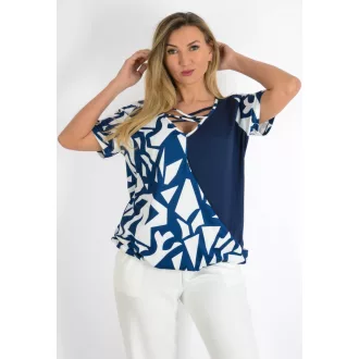   Mintás,keresztpántos,átlapolt,gumis aljú felső! sötétkék-fehér L-XXL