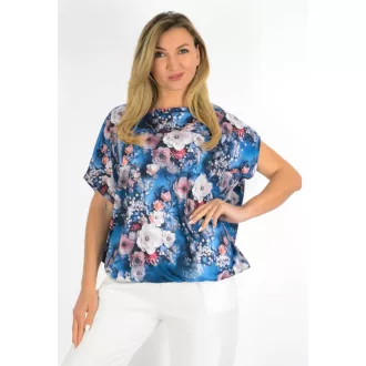   Virág mintás,aszimmetrikus,gumis aljú felső ! sötétkék L-XXL