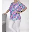 Virágos,nyitott vállú,gumis aljú felső! magenta-kék L-XXL