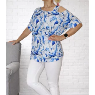   Mitás,nyitott vállú,gumis aljú felső! királykék-szürke L-XXL