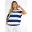 Csíkos,aszimmetrikus,gumis aljú felső ! sötétkék-fehér L-XXL