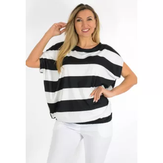   Csíkos,aszimmetrikus,gumis aljú felső ! fekete-fehér L-XXL