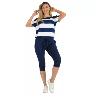 Csíkos,zsebes,öves overál ! sötétkék-fehér M-XL