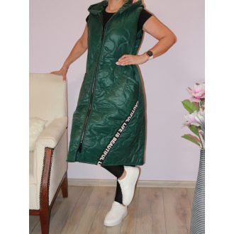   Steppelt ,kapucnis,zsebes ,szalagdíszes,cipzáras mellény! zöld L-XXL