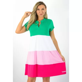   Több színű ,ingfazonú,A vonalú tunika! zöld-fehér-rózsaszín-pink M-XL