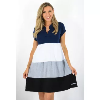   Több színű ,ingfazonú,A vonalú tunika! sötétkék-fehér-szürke-fekete M-XL