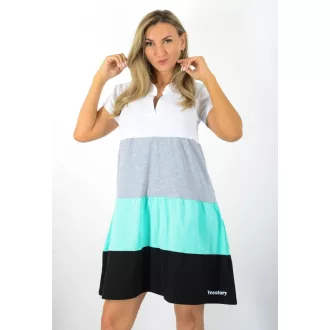   Több színű ,ingfazonú,A vonalú tunika! fehér-szürke-türkiz-fekete M-XL