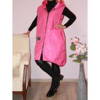   Steppelt ,kapucnis,zsebes ,ívelt aljú,cipzáras mellény! ciklámen  XL-3XL