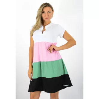   Több színű ,ingfazonú,A vonalú tunika! fehér-rózsaszín-zöld-fekete M-XL