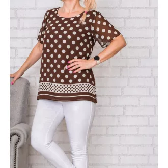 Pöttyös,muszlin felső ! csokibarna-fehér L-XXL