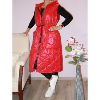  Steppelt,vagány,kapucnis,zsebes,cipzáras mellény ! piros  L-XXL