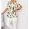 Levél mintás,V nyakú,gumis aljú felső! zöld-ekrü-camel XL-XXL