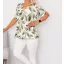 Levél mintás,V nyakú,gumis aljú felső! zöld-ekrü-camel XL-XXL