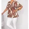 Karika mintás,V nyakú,gumis aljú felső! camel-ekrü XL-XXL
