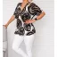 Karika mintás,V nyakú,gumis aljú felső! fekete-ekrü-camel XL-XXL