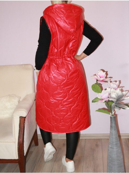 Steppelt,vagány,kapucnis,zsebes,cipzáras mellény ! piros  L-XXL