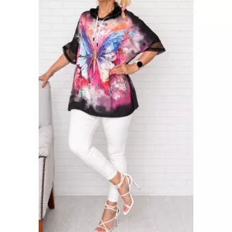 Strasszos lepkés,necc betétes,kapucnis felső ! XXL-3XL