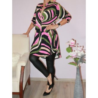 Hullám mintás,hátulja hosszabb ingtunika! pink XL-3XL