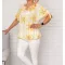 Virágos,karika díszes,kötös ujjú,gumis aljú felső! sárga  XXL-3XL