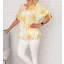 Virágos,karika díszes,kötös ujjú,gumis aljú felső! sárga  XXL-3XL