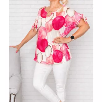   Mintás,karika díszes,kötös ujjú,gumis aljú felső! pink XXL-3XL