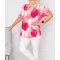 Mintás,karika díszes,kötös ujjú,gumis aljú felső! pink XXL-3XL