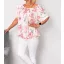 Virág mintás,nyaknál-alján gumis felső! fehér-rózsaszín  XL-3XL