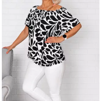 Mintás,nyaknál-alján gumis felső! fekete-fehér XL-3XL